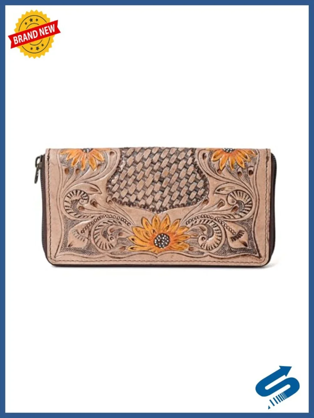 Sunflower Embroidered Sling Wallet Purse Handcrafted Floral Crossbody Clutch